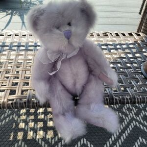 Russ Berrie Lilac Teddy Bear Stuffed Plush Animal Corduroy Paws